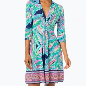 Lilly Pulitzer XS 3/4 Sleeve Dress Stetchy Sheath Preppy Southern Coastal